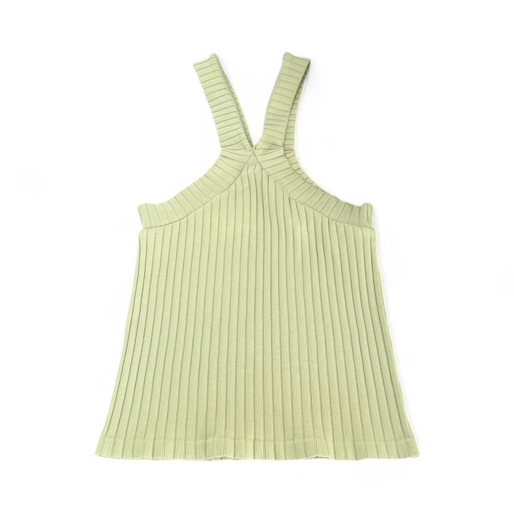 Dynamic Ribbed Knit Crop Tank Top Sage Green One Size Nylon Spandex